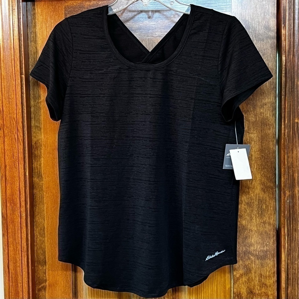Eddie Bauer Tee Women’s Trail Performance Scoop Neck Tee Sz‎ M Black NWT